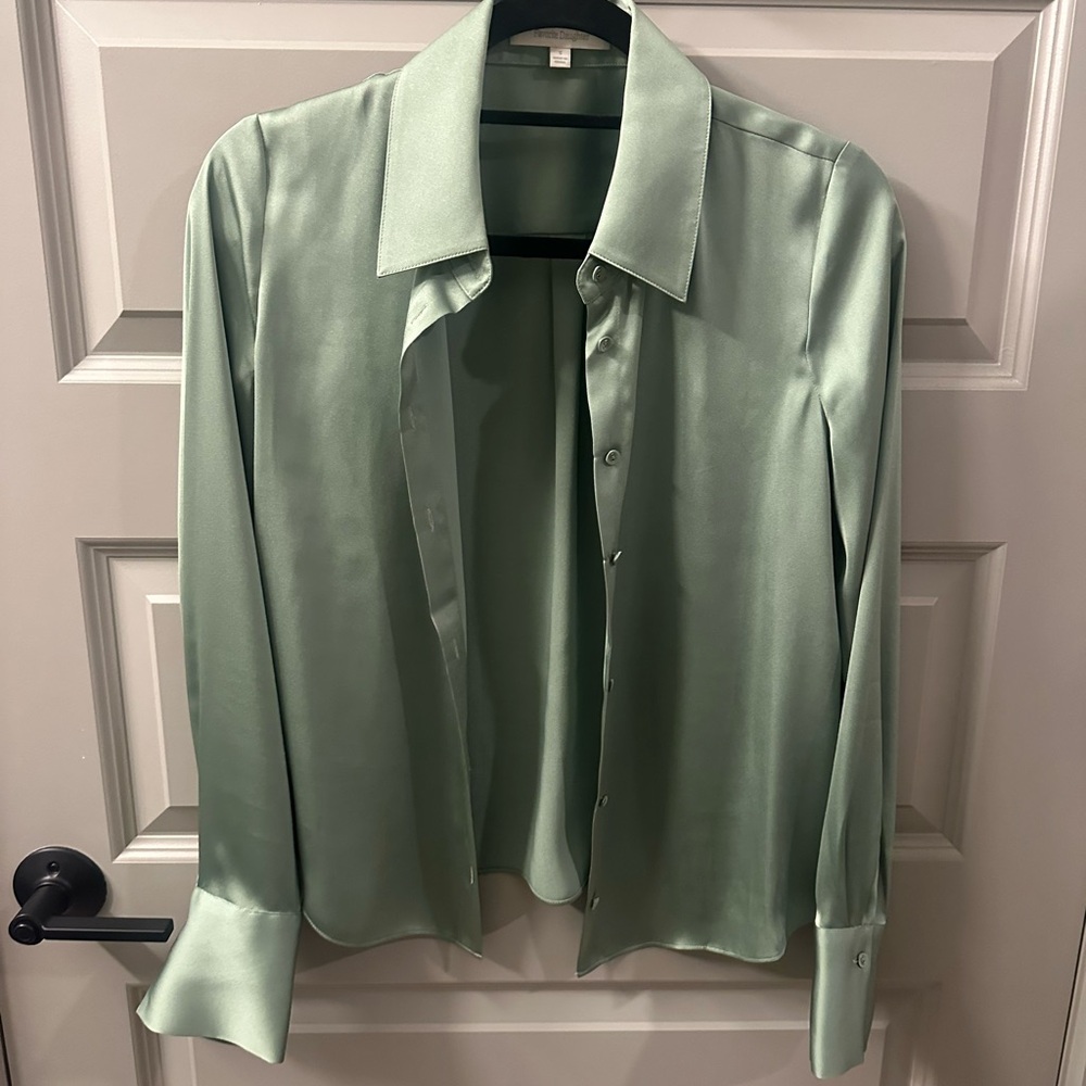 Favorite Daughter Button-Down Blouse in Mint Green